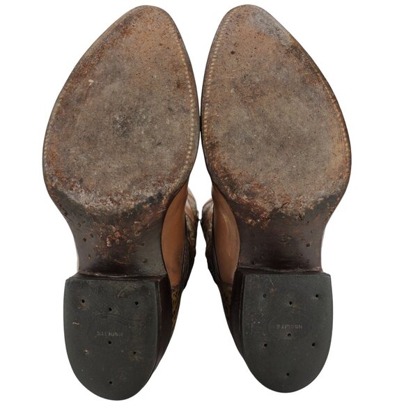 Vintage Nocona Boots Exotic Shark skin + Leather Diamond Patchwork Cowboy Men 9D - Picture 6 of 14